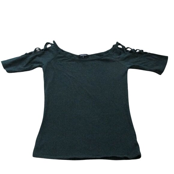 Ambiance Open Shoulder T Shirt‎ Womens Medium Green Short Sleeve Pullover Top - Picture 1 of 4